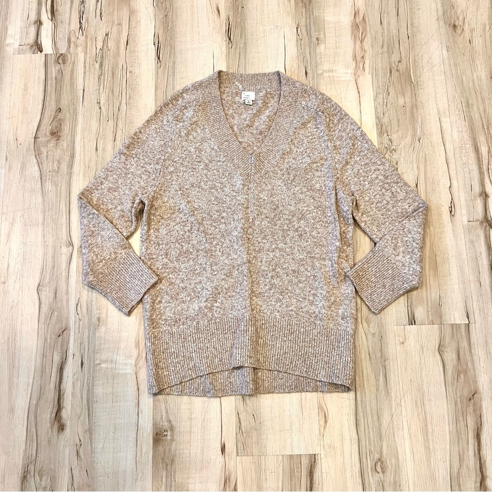 a new day Heathered Tan V-Neck Oversized Sweater - size small